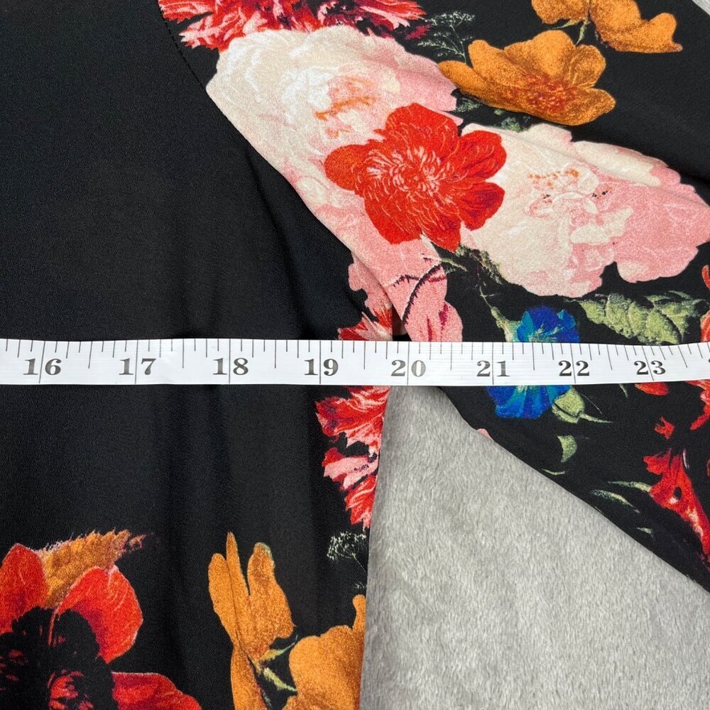 Worthington Floral Velvet Yoke Blouse Women’s L Multi Bell Sleeve Chic Romantic - Picture 7 of 9